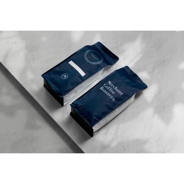 Buy Navy Blue Customized Printed Falt Bottom Pouch With Zipper Valve at wholesale prices