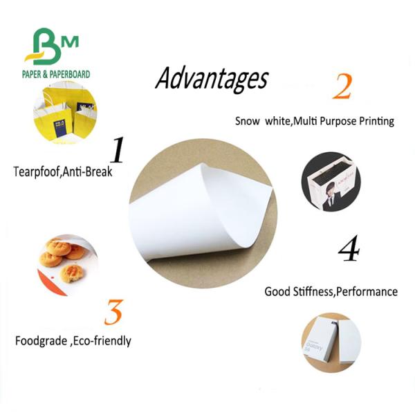 40-130gsm Kraft Liner Paper 100% Virgin Pulp Material White Color For Hand Bags