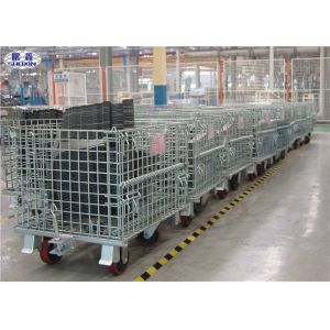 Quality Stackable Steel Wire Mesh Pallet Containers Collapsible Cage With Wheels for sale