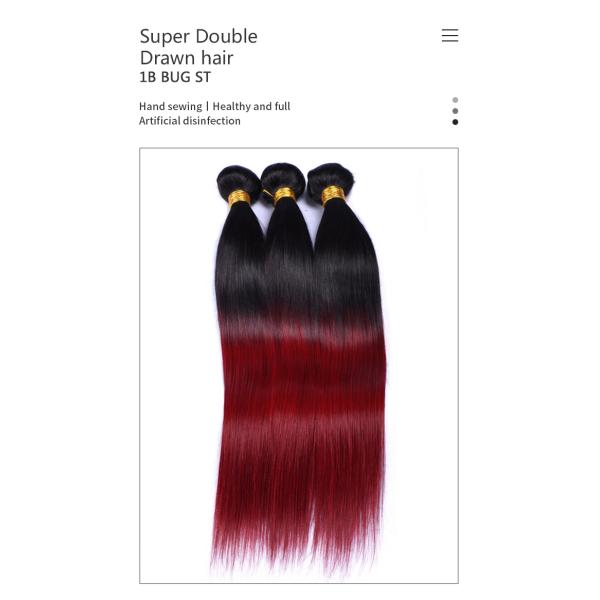 Straight 45.72cm 18 inch Ombre Colored Human Hair Bundles 1b Bug St