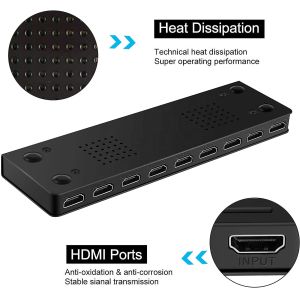 10W 4K 30 Hz 1 In 8 Out 8 Ports 768 MHZ HDCP 1.2 HDMI Splitter