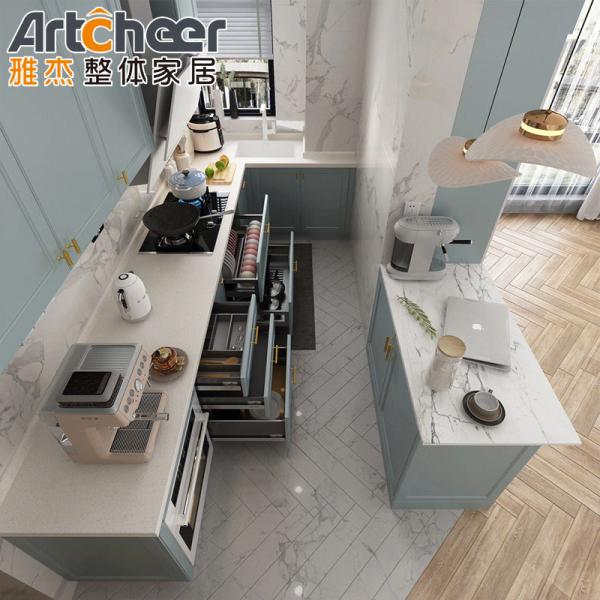 Sale Shaker Grey Solid Wood Kitchen Cabinet with Laminated Bullnose Countertop Edging