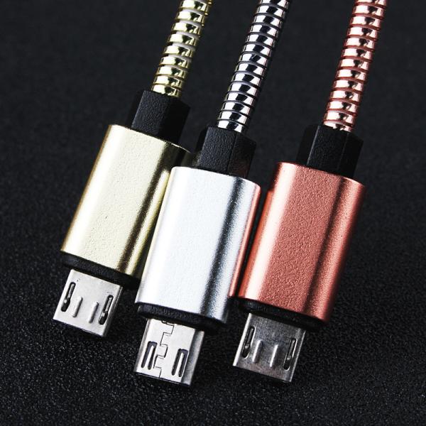 Spring stainless steel metal braided usb data charging cable for iphone for HUAWEI samsung android High speed