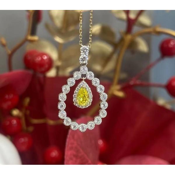 Buy Lab Created Colored Yellow Diamond Pendant Necklace Pear Cut 0.33ct VS at wholesale prices