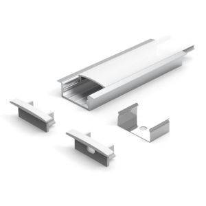 PMMA Diffuser Recessed Aluminum LED Profile 2.5m Length Sandblasting