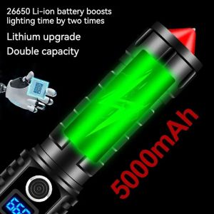 Digital Display Aluminum Alloy LED Flash light Outdoor Long Range Zoom IP65