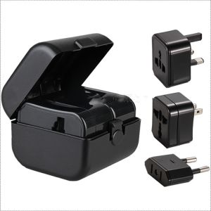 Black AC Travel Adapter , 58*58*56mm US UK AUS EU Universal Travel Adapter