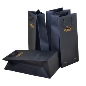 Flat Handle Kraft Paper Bag Printing 4C+0 Cover color Gold hot foil stamping
