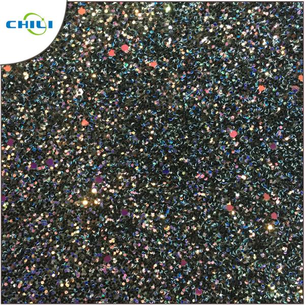 Buy Flat Glitter Polyester Fabric Squares , Glitter Clothing Fabric Canvas Backing at wholesale prices