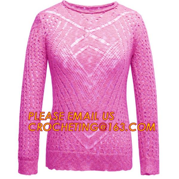 Buy Long Sleeve Casual Hollow Pointelle Knit Pullover Women Spring Sweater at wholesale prices