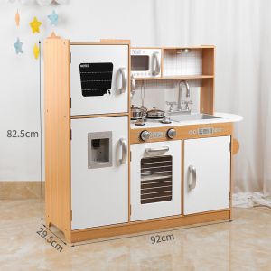 Large 82.5cm Refrigerator Wooden Miniature Kitchen Set Stove White Black