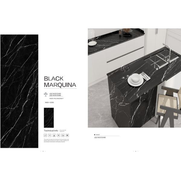 Black Marble Porcelain Slab Tile 3 Random Patterns High Hardness