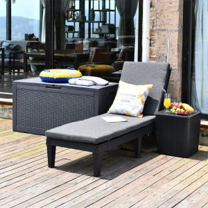 Modern Outdoor Beach Patio Hotel Sun Lounger Chair with Cushion and Stackable