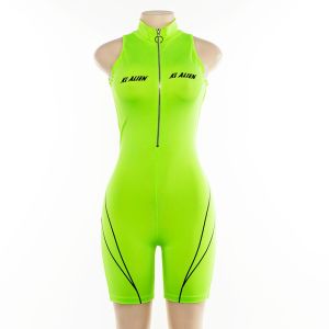 Sexy Sleeveless Bodycon Jumpsuit Turtleneck Zipper Spandex / Polyester Anti