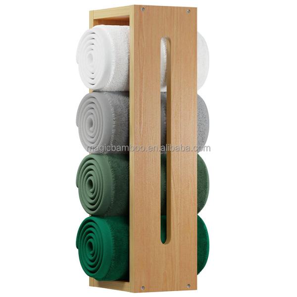 Wooden Bamboo Bathroom Storage Rack Towel Shelf Eco Friendly