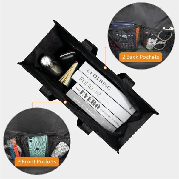 TOPDESIGN UTILITY WATER RESISTANT TOTE BAG WITH 13 EXTERIOR & INTERIOR POCKETS, TOP ZIPPER CLOSURE & THICK BOTTOM SUPPOR