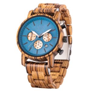 Zebra Strap 3ATM RHOS Wooden VD53 Movement Quartz Watch