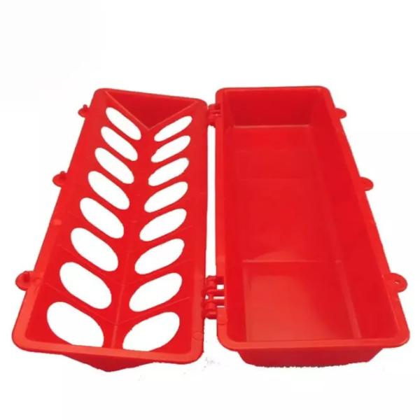 Red Plastic Flip Top Chicken Feeder 28 Holes For Chick Bird Parrot