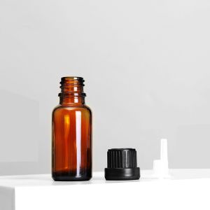 Senior PAK OEM/ODM Acceptable Amber Glass Essential Oil Bottle with Plastic Lid