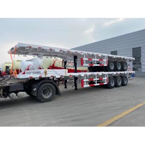 Not Self-dumping 3 Axles Flatbed Container Truck Lowbed Semi Trailer for