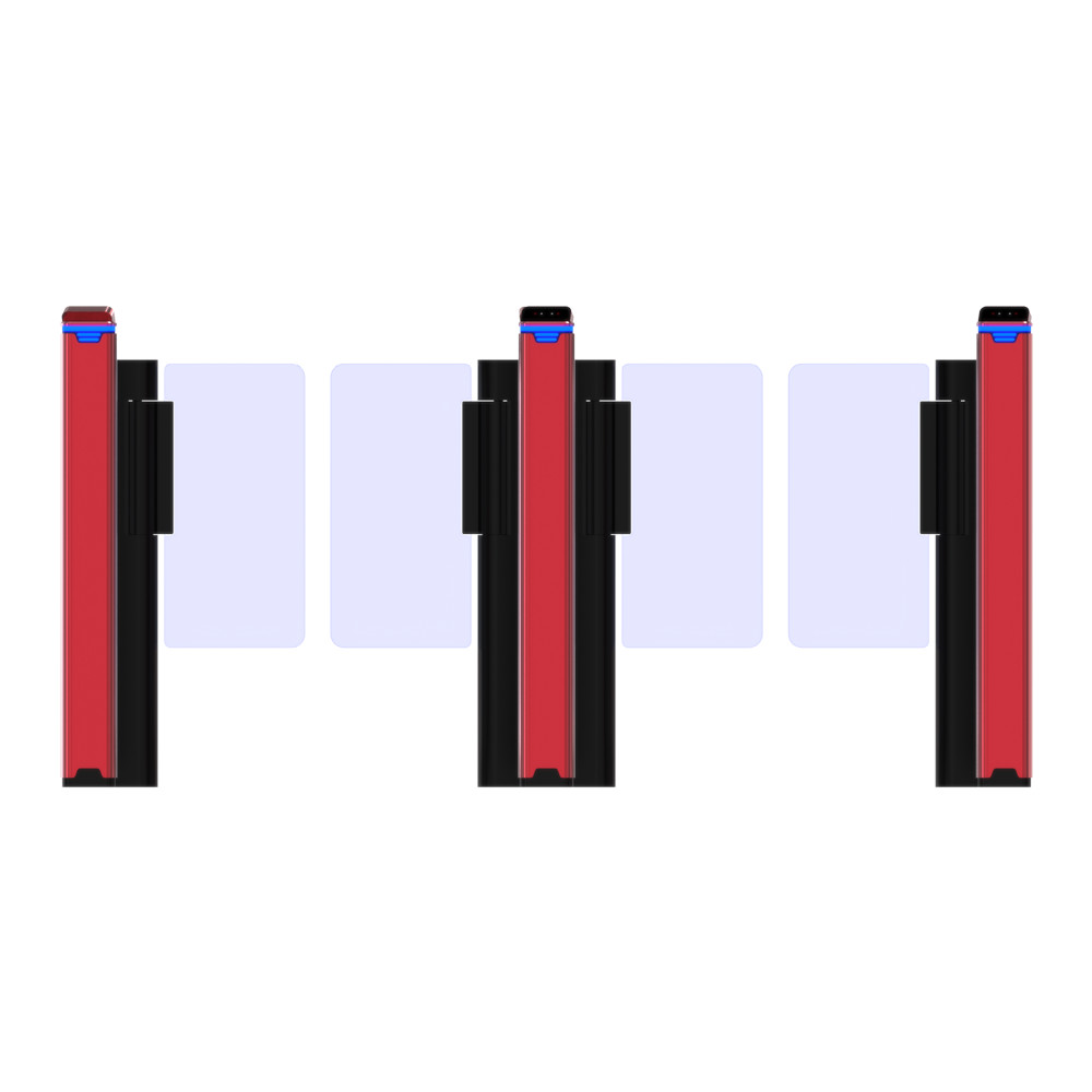 Red Security Swing Barrier RFID Reader Access Control System Speed Gate