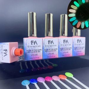 Quality Newest Glow in the Dark Gel Nail Polish Neon Glitter Flash Reflective Gel Soak Off Diamond Luminous Disco UV Gel Varnish Ememals for sale