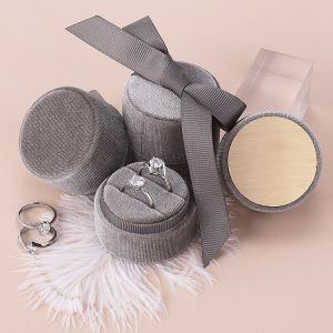 Custom Jewelry Round Packaging Boxes Ring Earring Necklace Velvet Gift Box With