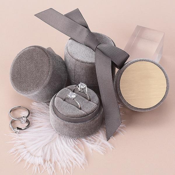 Custom Jewelry Round Packaging Boxes Ring Earring Necklace Velvet Gift Box With