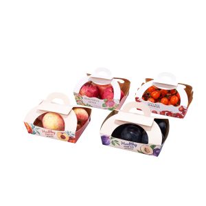 Vegetable Fruit Kraft Paper Box With Handle Compostable Recyclable