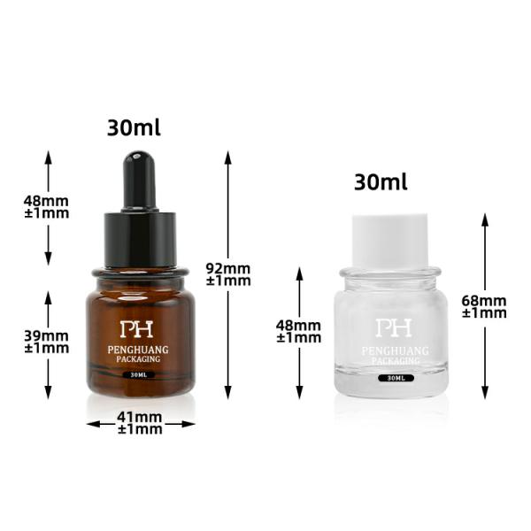 Amber 30ml Liquid Foundation Bottles Cylinder Glass Dropper Bottle