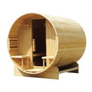 China 2022 Popular Traditional 3-4 Person Barrel Sauna Room With Heater Chamber Outdoor Use Pretty Sauna Harvia Sauna For Family Canadian Pine on sale