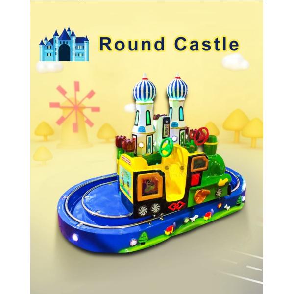 Coin Operated Kiddie Ride Train Game Fiber Glass Train Rides Round Castle