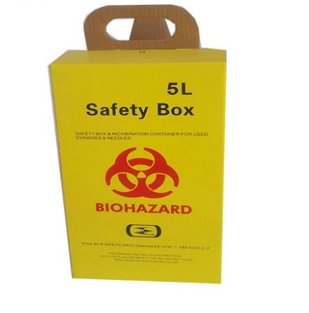 5L Safety box, Disposable Medical Cardboard Safety Box, Safety Box For Syringe,Needles and sharps, 5 Liters
