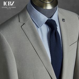 British Wool/Silk Light Gray Men's Suit for Business Casual Groom Wedding Formal