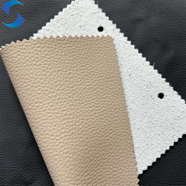 Anti Scratch Beige EPU Faux Leather Eco Litchi Embossed Artificial Leather