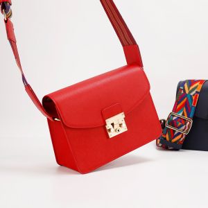 Retro Red Pu Leather Handbags Tote Purse Patent Leather Luxury Shoulder Bags