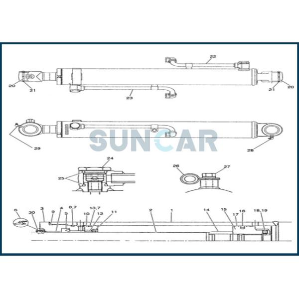 PW01V00043R300 Boom Swing Cylinder Seal Repair Kit Fits CNH CX31 CX31B CX36