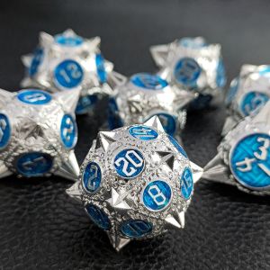 Durable Polyhedron Metal RPG Dice Set Dragon And Dungeon 16mm Sparkle