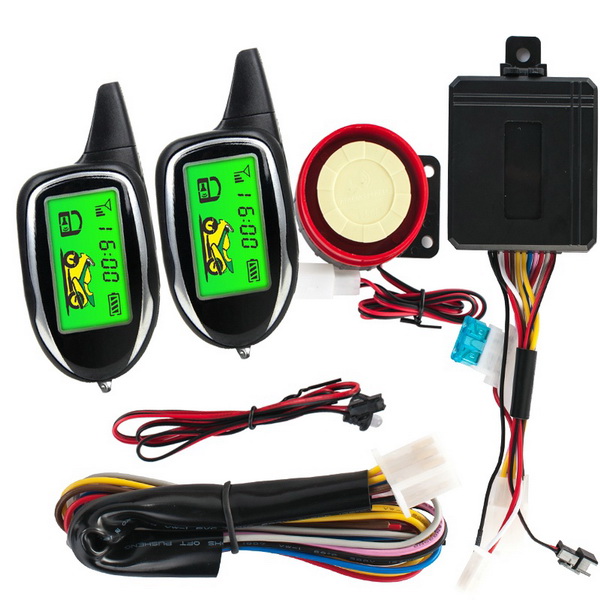 Two Way Remote Engine Start Motorcycle Security Alarm System W/ 2 LCD Remote Anti-theft