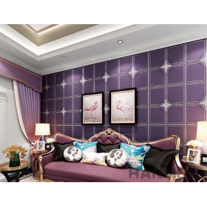 Purple Color Suede Wallpaper Geometric Design Sofa Backgroung Chinese Factory