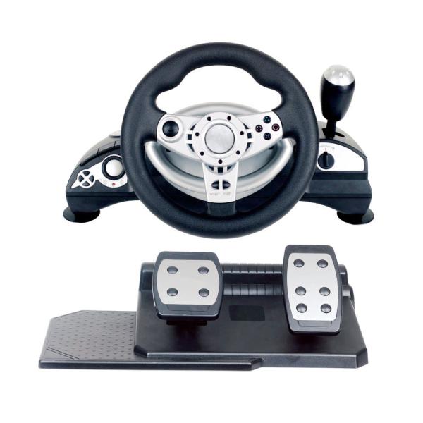 Buy multi-interface gaming racing wheel steering wheel with foot pedal for PC (Direct-X & X-INPUT) /P3 /P4 at wholesale prices