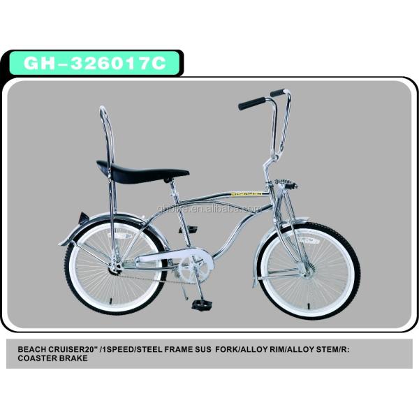 20 inch CE certified chrome painting lowrider beach cruiser bike with banana saddle
