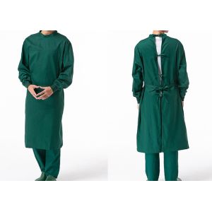 Quality Reusable Poly Cotton Surgical Gown Autoclavable Reinforced Scrub Suits for sale