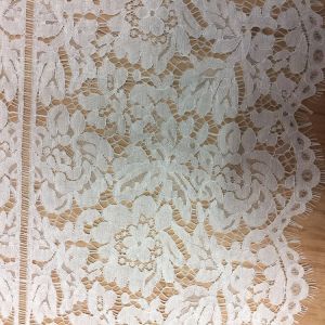 White Jacquard Eyelash Border Lace For Garment