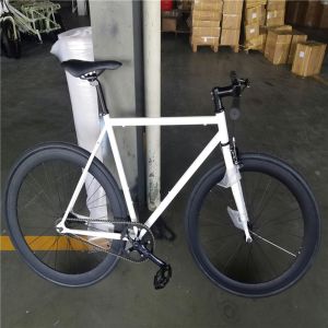 Sleek white frame adult 700C single speed bicycle fixed gear bikes with coaster