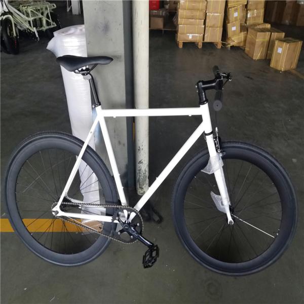 Sleek white frame adult 700C single speed bicycle fixed gear bikes with coaster