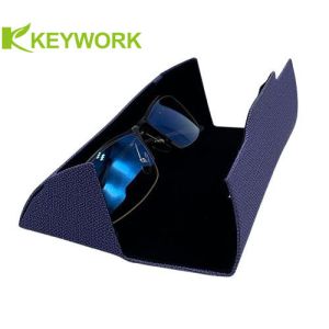 Purple Lycra Portable Eyeglass Case Irregular Embossed Printing