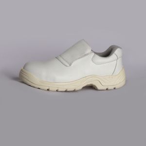 China White Low Cut Safety Shoes Comfortable Insole Embossed Cow Leather Upper Slip Resistant PU Outsole on sale