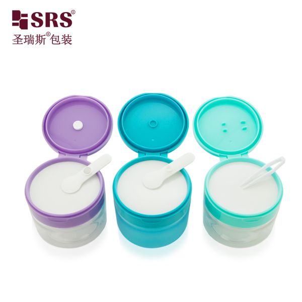 PET007 200g 250g 300g Plastic PET Cream Jar With Flip Cap For Body Scrub Toner Pads Wirh Spoon