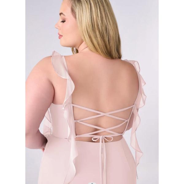 Perfect Chiffon Long Mermaid Bridesmaid Dress Sweetheart Floor-Length Ruffles Front Split Slit Spaghetti Straps Backless